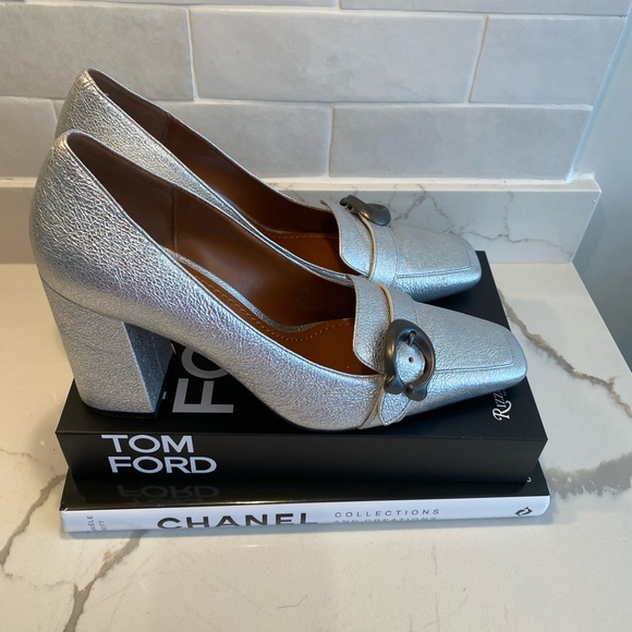 Coach silver high heel loafers size 9.5 - Picture 3 of 8